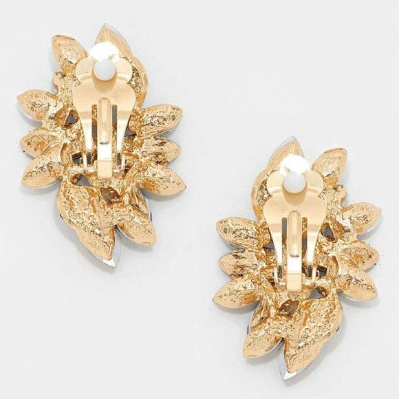 Swirl Green Marquise Crystal Clip On Earrings NWT - Picture 2 of 6